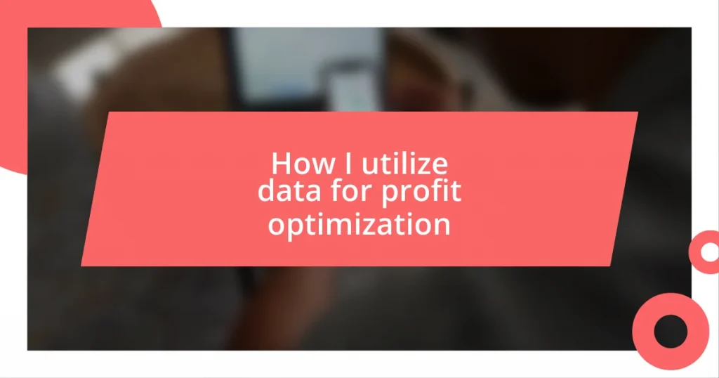 How I utilize data for profit optimization