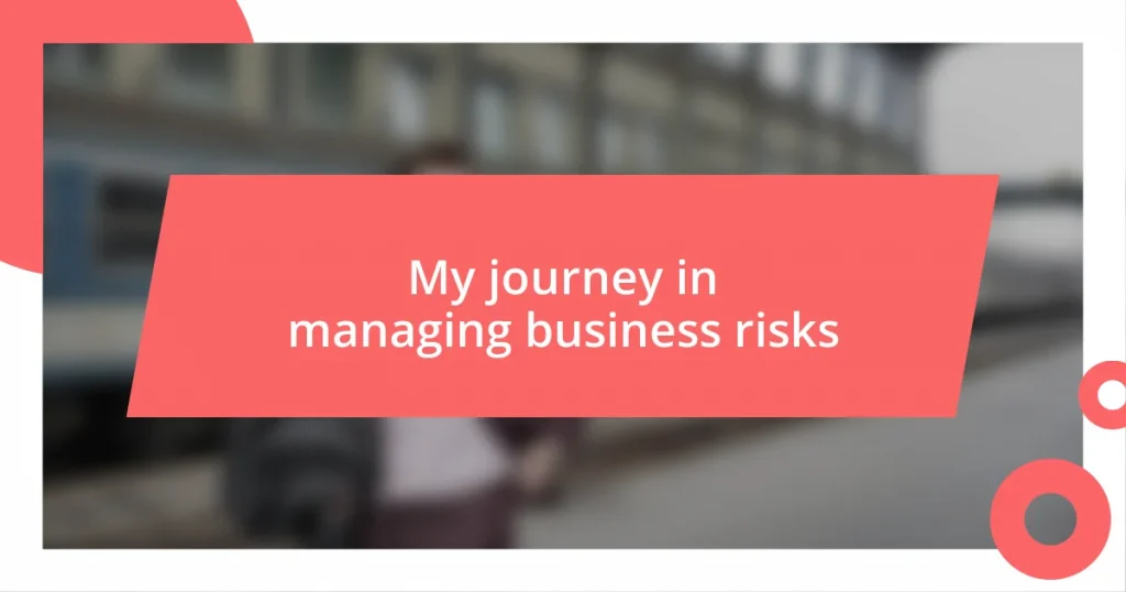 My journey in managing business risks