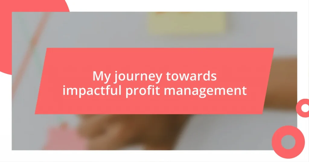 My journey towards impactful profit management