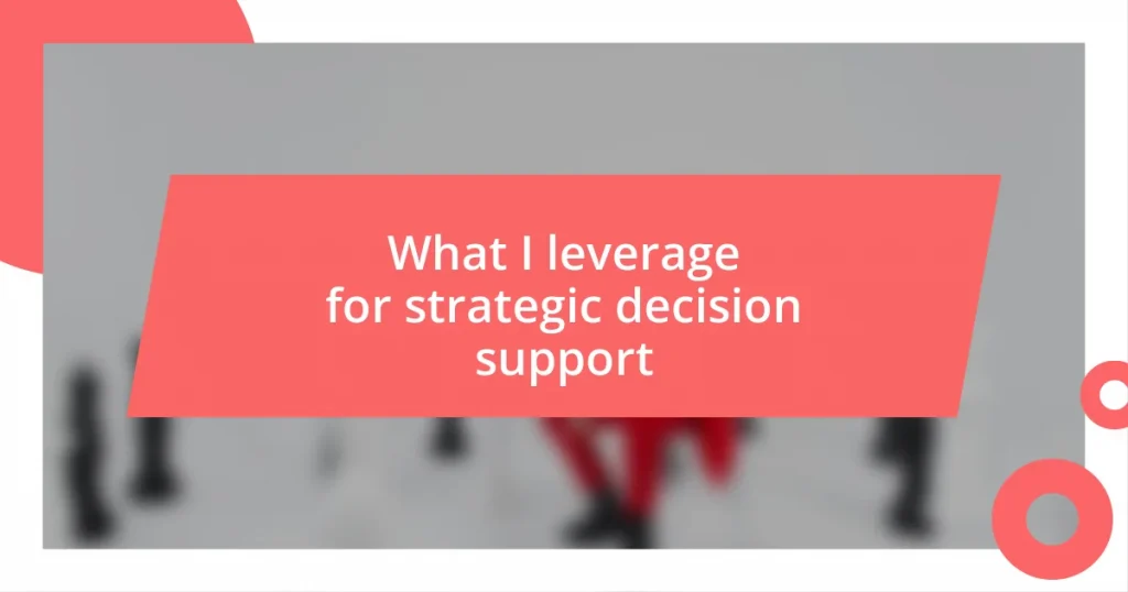 What I leverage for strategic decision support