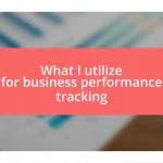 What I utilize for business performance tracking