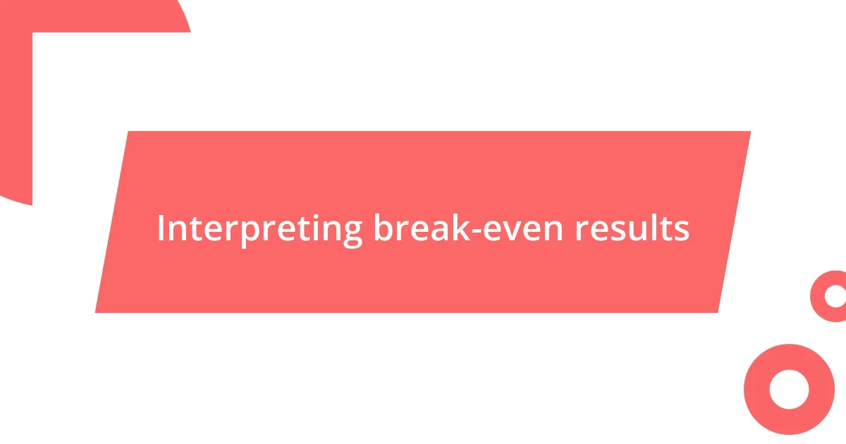 Interpreting break-even results